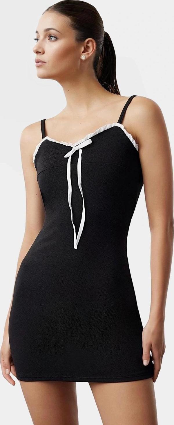 Bodycon Mini Örme Elbise Fiyonk Detay Günlük Stil Premium Kalite Kullanım İçin - Image 1