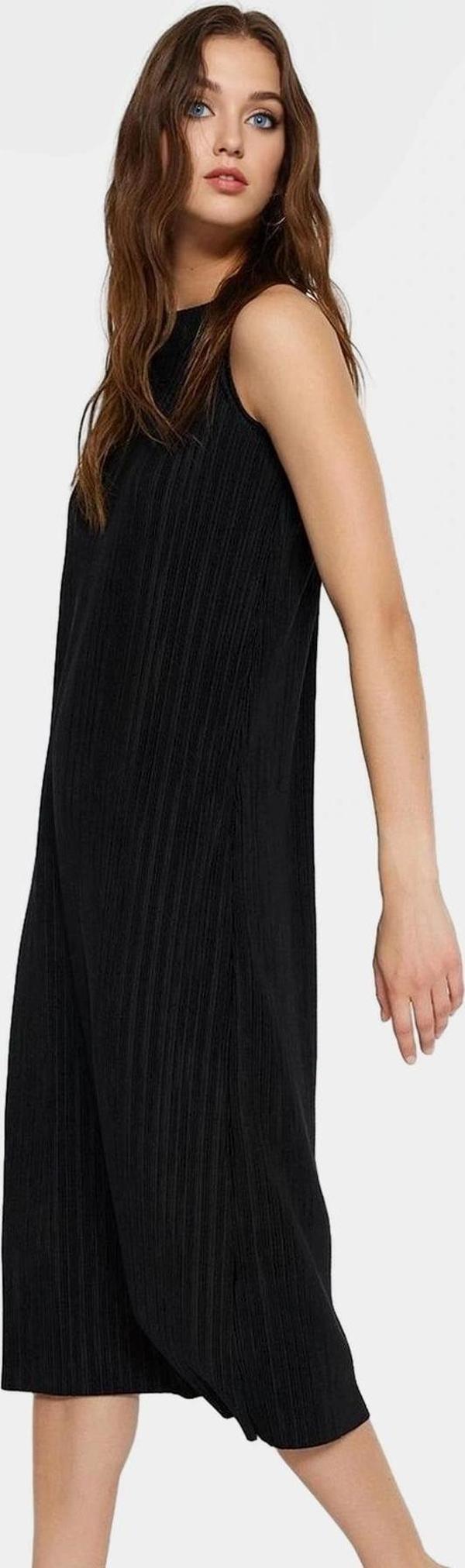 Şık Piliseli Midi Elbise Rahat Kalıp Örme Kumaş Yazlık Günlük Premium Kalite Dayanıklı Malzeme - Image 1