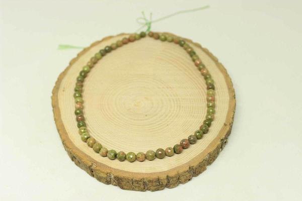 Unakit Taşı Faset Kesim Yarım Dizi 6mm (18cm Uzunluğundadır) - Image 1
