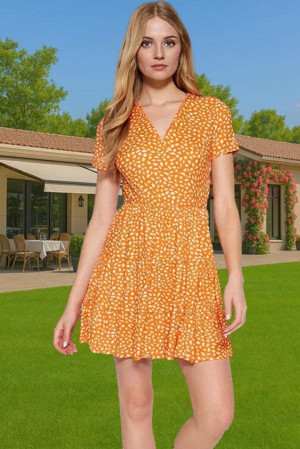 Kadın Mini Elbise Puantiye Desenli Örme Kisa Kol Yazlık Kaliteli İşçilik Yüksek Kalite Şık Görünüm - Image 1