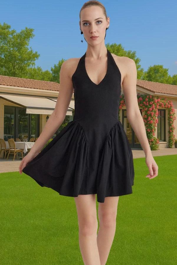 A Kesim Poplin Mini Elbise Pamuklu Polyester Yazlık Mezuniyet Elbisesi Mükemmel Uyum Mükemmel Uyum - Image 1