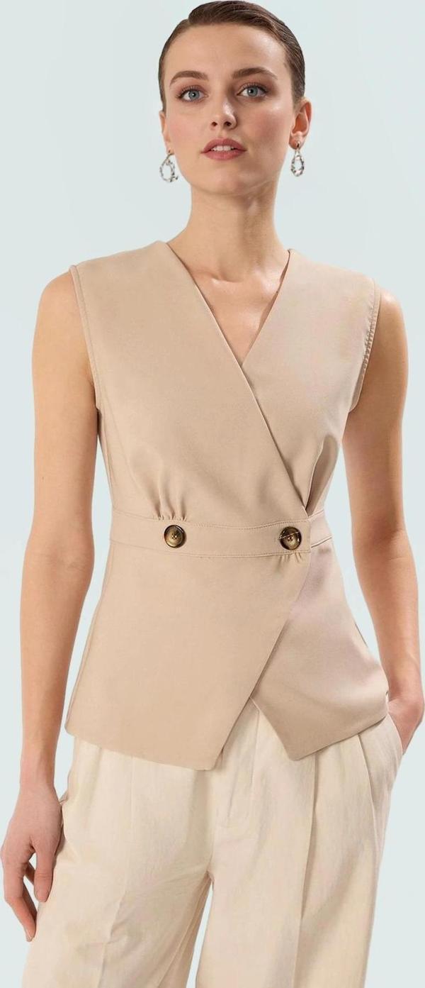 Kadın V Yaka Kruvaze Bluz Yazlık Günlük Polyester Elastan Trend Tasarım Kaliteli İşçilik - Image 1