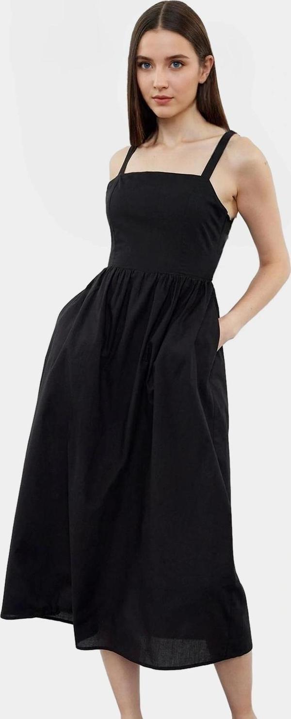 Yazlık Midi A Kesim Pamuklu Vual Elbise Günlük Şıklık Zarifane Tasarım Seçkin Malzeme - Image 1