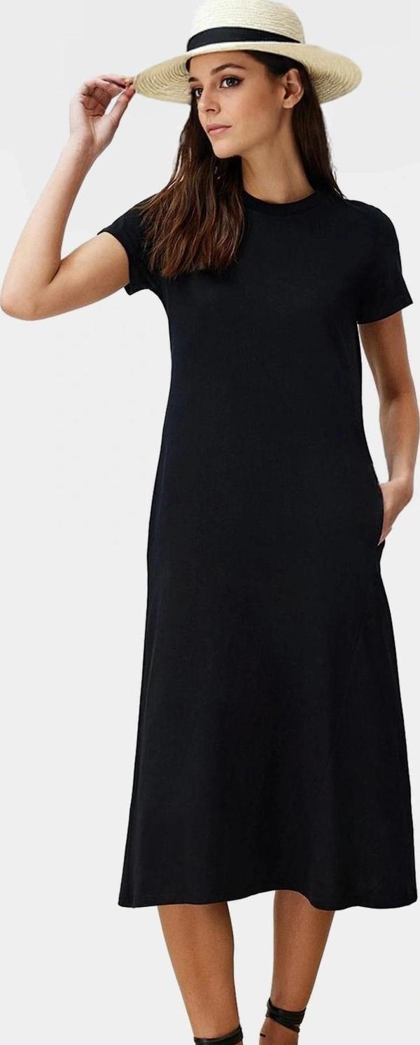 Kadın Midi Boy Örme T shirt Elbise Günlük Kullanım Konforlu Kesim Seçkin Malzeme Rahat Ve Şık - Image 1