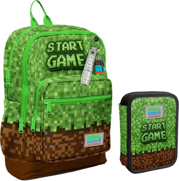 Coral High Yeşil Kahverengi Craft Erkek Çocuk Okul Çantası ve Organizer Kalemlik Seti 23776 11154 - Image 1