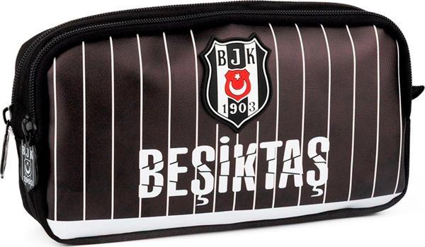 Beşiktaş Suni Deri Üzerine İnce Çubuk Desenli Erkek Çocuk İki Bölmeli Kalem Çantası - ME25355 - Image 1
