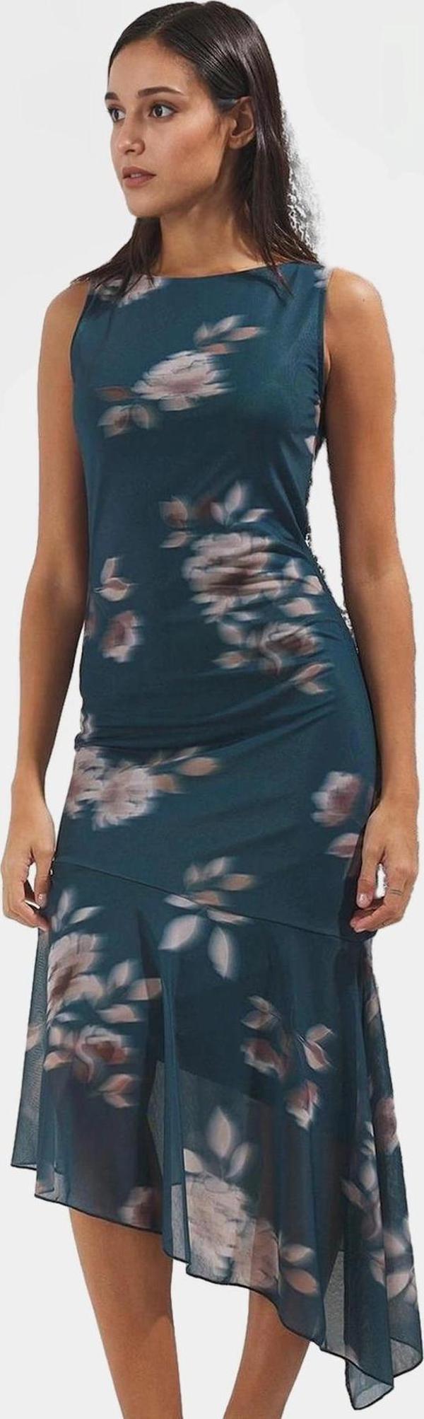 Asimetrik Midi Bodycon Elbise Örme Polyester Yazlık Günlük Dayanıklı Malzeme Premium Kalite - Image 1