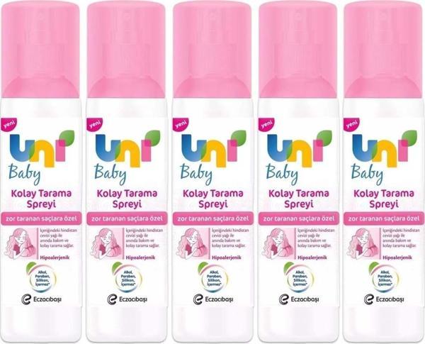 Uni Baby Kolay Saç Tarama Spreyi 200Ml (Yeni) Zor Taranan Saçlara Özel (5 Li Set) - Image 1
