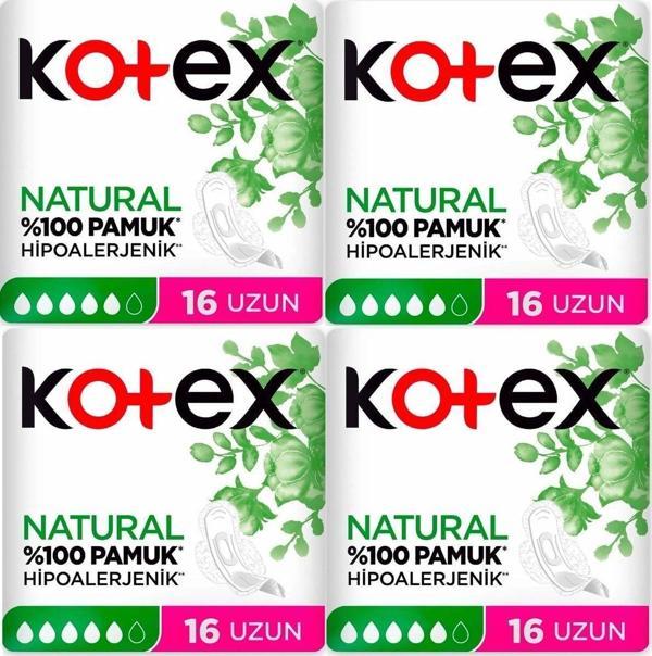 Kotex Natural Hijyenik Ped Uzun 16'Lı 4 Adet - Image 1