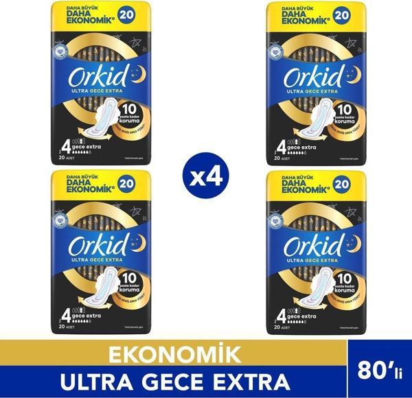 Orkid Ultra Gece Ekstra Hijyenik Ped 20 Adet 4 Boy 4 Adet - Image 1
