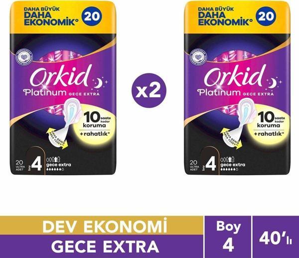 Orkid Platinum Gece Ekstra (Boy 4) 20 Adet Hijyenik Ped 2 Adet - Image 1