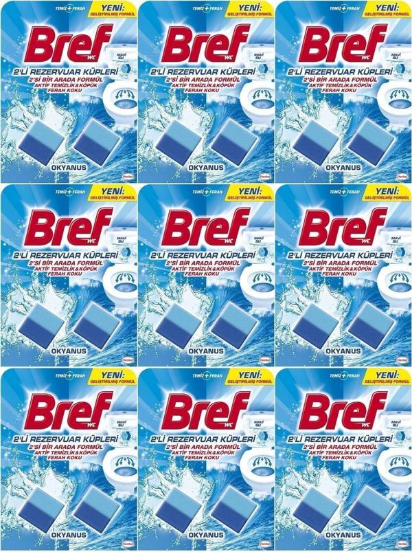 Bref Koku Giderici Jel Küpü - Okyanus (Klozet - Rezervuar - Tuvalet - Blok) (18 Li Set) (9Pk*2) - Image 1
