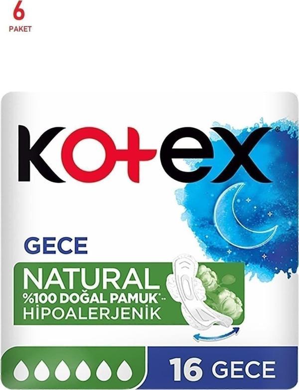 Kotex Natural Süper Ekonomik Quadro 16 Lı Gece 6 Paket - Image 1
