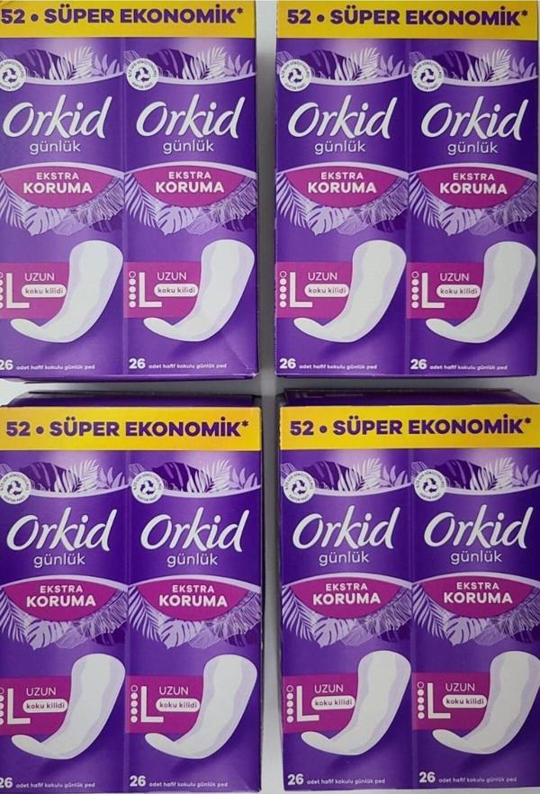 Orkid Hafif Kokulu Günlük Ped Uzun Extra Koruma 208'Li Dev Ekonomi 4 Paket X 52 Ped - Image 1