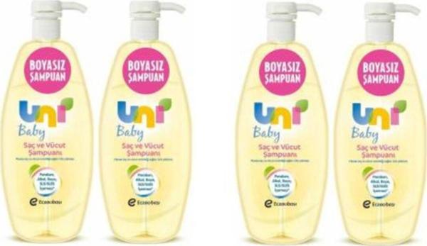 Uni Baby Şampuan 700 Ml Boyasız Pompalı Bebekler Için 4 Lü Set - Image 1