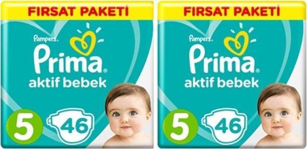 Prima Aktif Bebek Junior 5 Beden 46X2 92'Li Bebek Bezi - Image 1