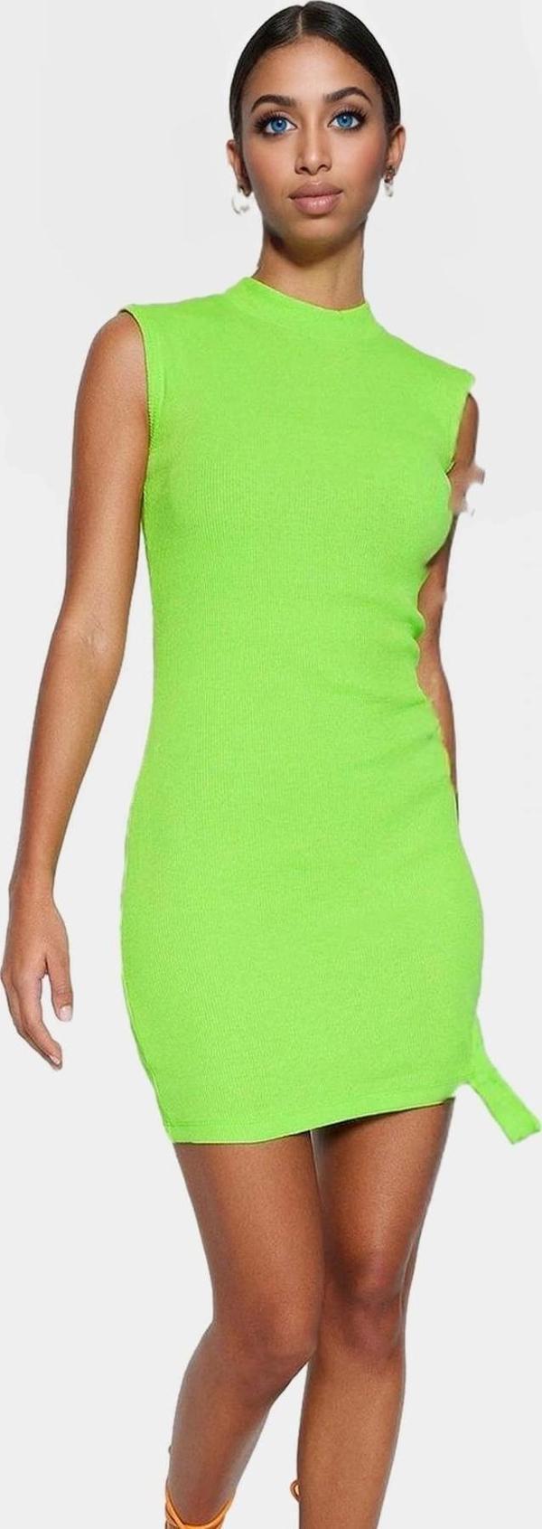 Mini Örme Elbise Vücuda Oturan Bisiklet Yaka Günlük Şık Görünüm Profesyonel - Image 1