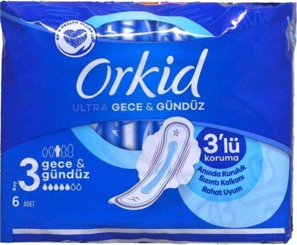 Orkid Ultra Hijyenik Ped Gece & Gündüz Tekli Paket 6'Lı*3 Paket - Image 1