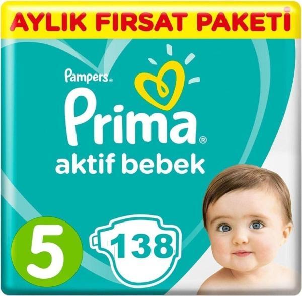 Prima Bebek Bezi Aktif Bebek 5 Beden 138 Adet Junior Aylık Fırsat Paketi - Image 1