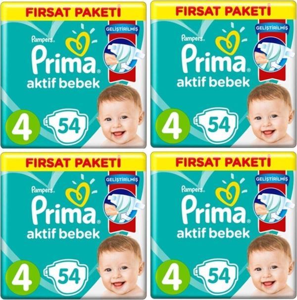 Prima Bebek Bezi 4 Beden-Numara Maxi 9-14 Kg 54 Lü 4 Paket 216 Adet - Image 1