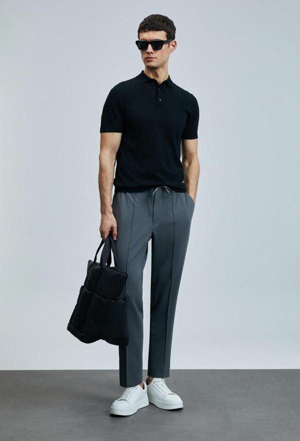 Lufian Erkek Sımon Smart Slim Fit Chino Pantolon 111190337 Antrasit - Image 1