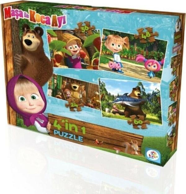 Maşa Ve Koca Ayı 4'lü Puzzle/yapboz (24+36+48+60 Parça ) - Image 1