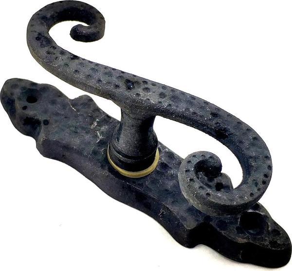 Antika Tarz Dekoratif Pirinç Kıvrık Pencere Kolu - 130x33 mm, Oksit - Image 1