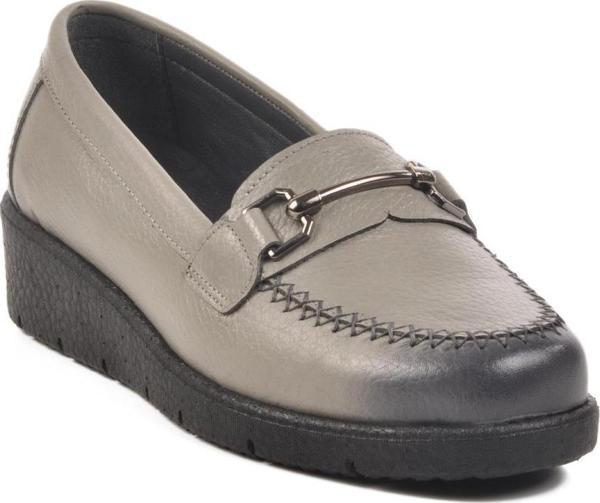 BB095 Z Gri Hakiki Deri Kadın Günlük Ayakkabı - Image 1