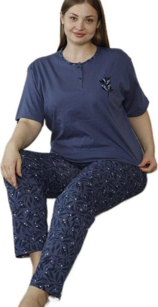 Luna Amore Tasarım 3XL–5XL Büyük Beden Kısa Kollu Kadın Pijama Seti  Konforlu & Şık - Image 1