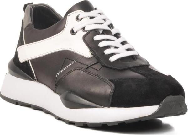 2Y1076-6285 M Siyah-Beyaz Hakiki Deri Erkek Sneaker - Image 1