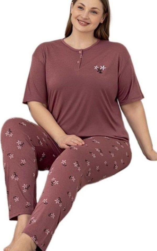 Amour Secret Tasarım Büyük Beden Kısa Kol Kadın Pijama Takımı Konfor ve Stil 3XL–5XL - Image 1