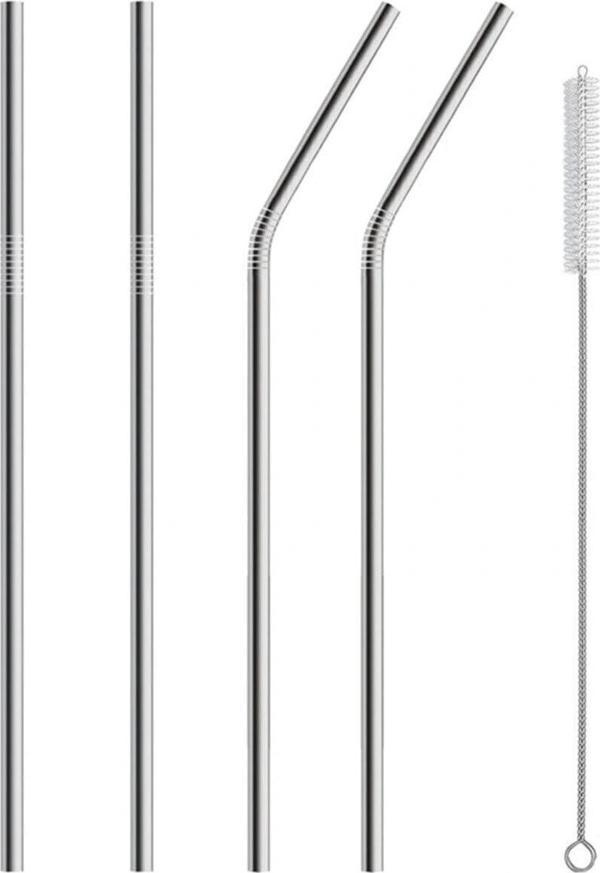 5 Parça Metal Pipet - Paslanmaz Çevre Dostu Metal Pipet Fırça Seti - Image 1