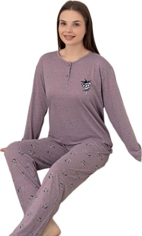 Viola Sole Tasarım Uzun Kollu Kadın Pijama Takımı Yumuşak Kumaş M–XXL - Image 1