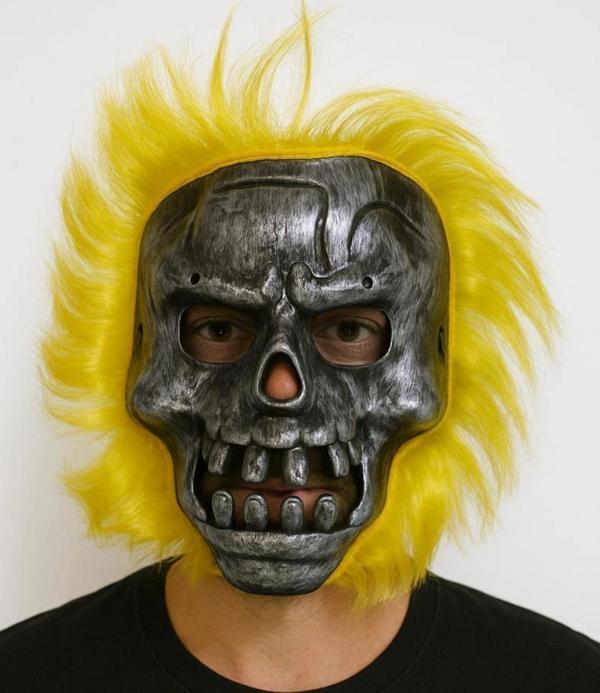 Nessiworld Wild Skull - Metal Kafatası Sarı Saçlı İskelet Maske - Image 1
