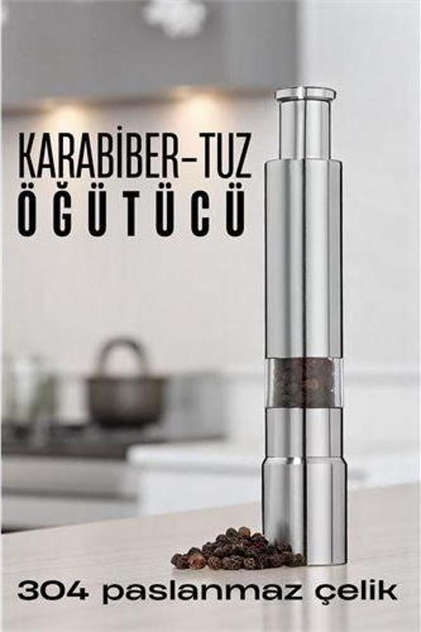Karabiber Tuz Öğütücü Profesyonel 304 Paslanmaz Çelik Manuel Baharat Değirmeni - Image 1