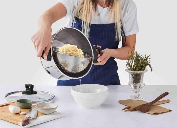 Mutfaksever İNDÜKSİYON TABANLI Çelik Makarna Tenceresi ve Buhar Pişirici 24cm - Image 1
