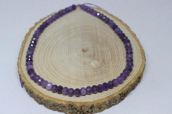 Ametist Taşı Rondela Faset Kesim 8*6mm Yarım Dizi (18cm Uzunluğundadır) - Image 1