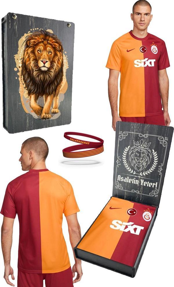 Galatasaray Orijinal 23-24 Parçalı 5 Yıldızlı Forma + Bileklik Set Özel Ahşap Kutulu - Image 1