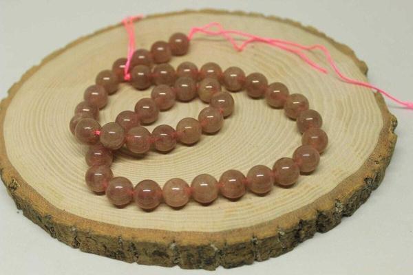 Çilek Kuvars Taşı YARIM Dizi 10mm (18cm uzunluğundadır) - Image 1