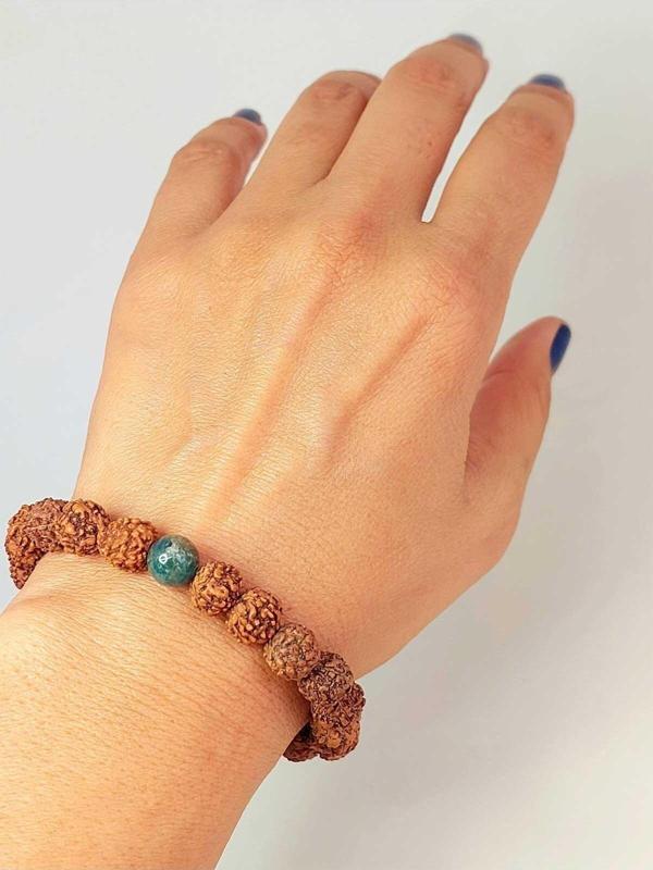 Apatit Taşlı Rudraksha Tohum Unisex Bileklik 8mm - Image 1