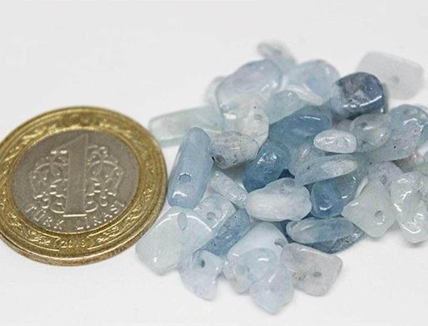 Delikli Akuamarin Taşı Mini Boy 50 Adet - Image 1