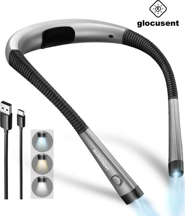 Glocusent Şarjlı Led Boyun Lambası, Kitap Okuma Işığı, Kamp, Avcı, Balıkçı, Örgü, Tamirci, Kafa Lambası - Image 1