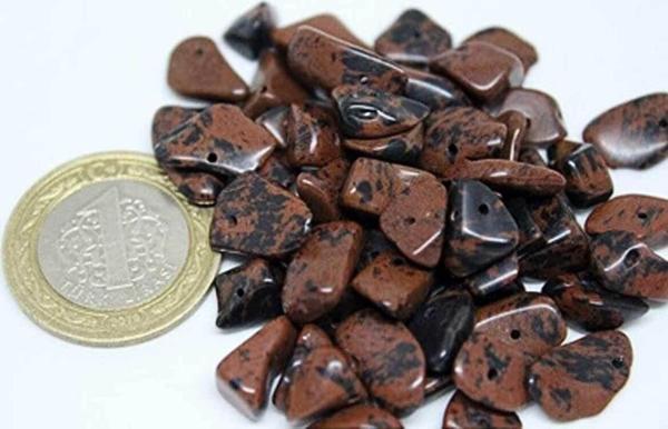 Delikli Kahverengi Obsidyen Taşı Mini Boy 50 Adet - Image 1