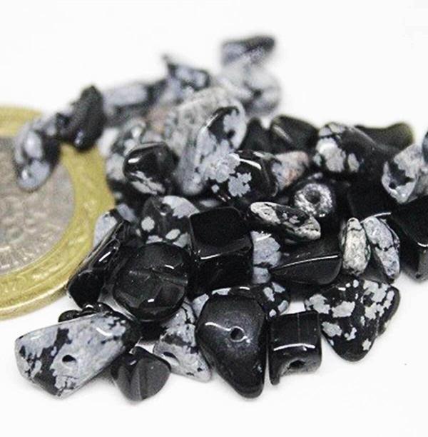 Delikli Kar Tanesi Obsidyen Taşı Mini Boy 50 Adet - Image 1