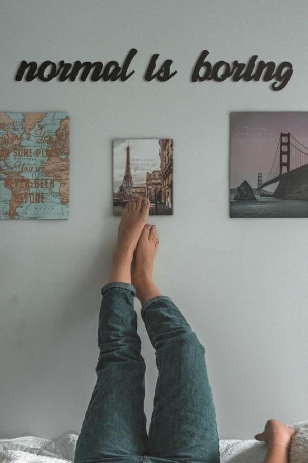 Normal Is Boring Duvar Yazısı Ahşap Duvar Tablosu Lazer Duvar Süsü - Image 1