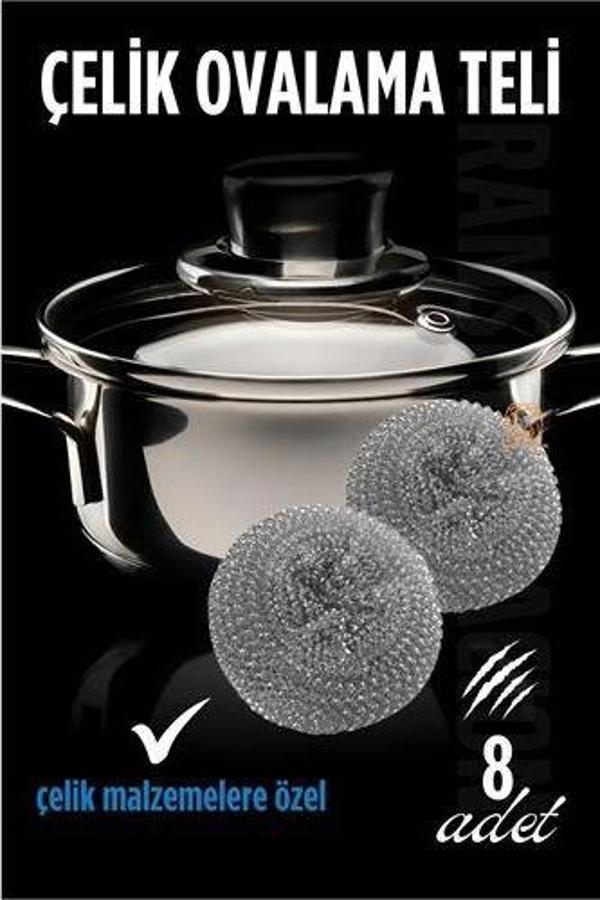 Çelik Bulaşık Teli Çelik Bulaşık Ovalama Teli 8 Adet - Image 1