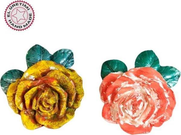 Uretti - Ayşe 7362 2886 El Yapımı Minik 2'li Yavruağzı - Yeşil Renk Gül Magnet - 6 x 7 cm - Image 1