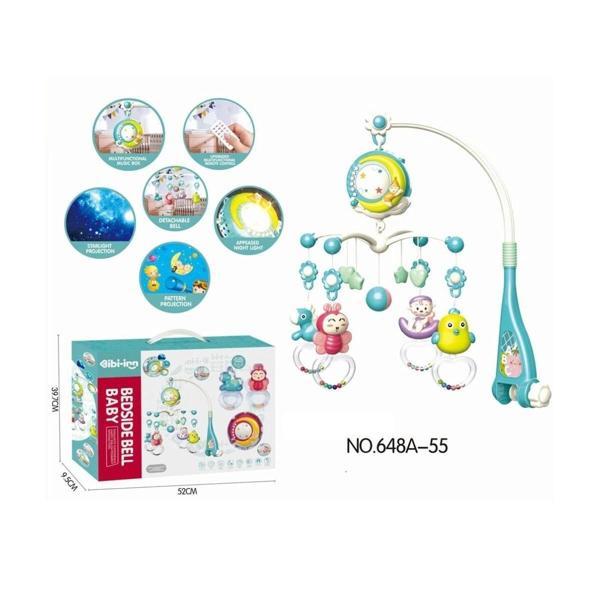 BIB-648A-55 -Vardem Işıklı Müzikli Kumandalı Mavi Bebek Dönencesi - Image 1