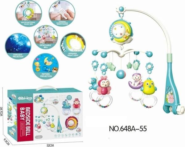 BIB-648A-55 -Vardem Işıklı Müzikli Kumandalı Mavi Bebek Dönencesi - Image 1
