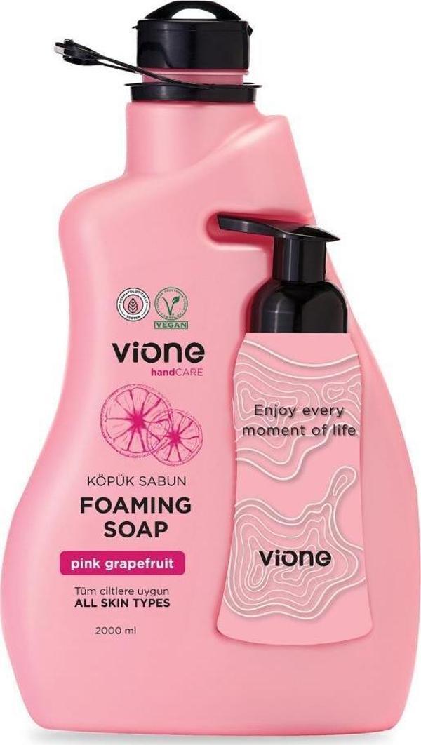 vione Pembe Greyfurtlu Köpük Sabun 2 L (Köpük Yapıcı Sabunluk Hediyeli) - Image 1